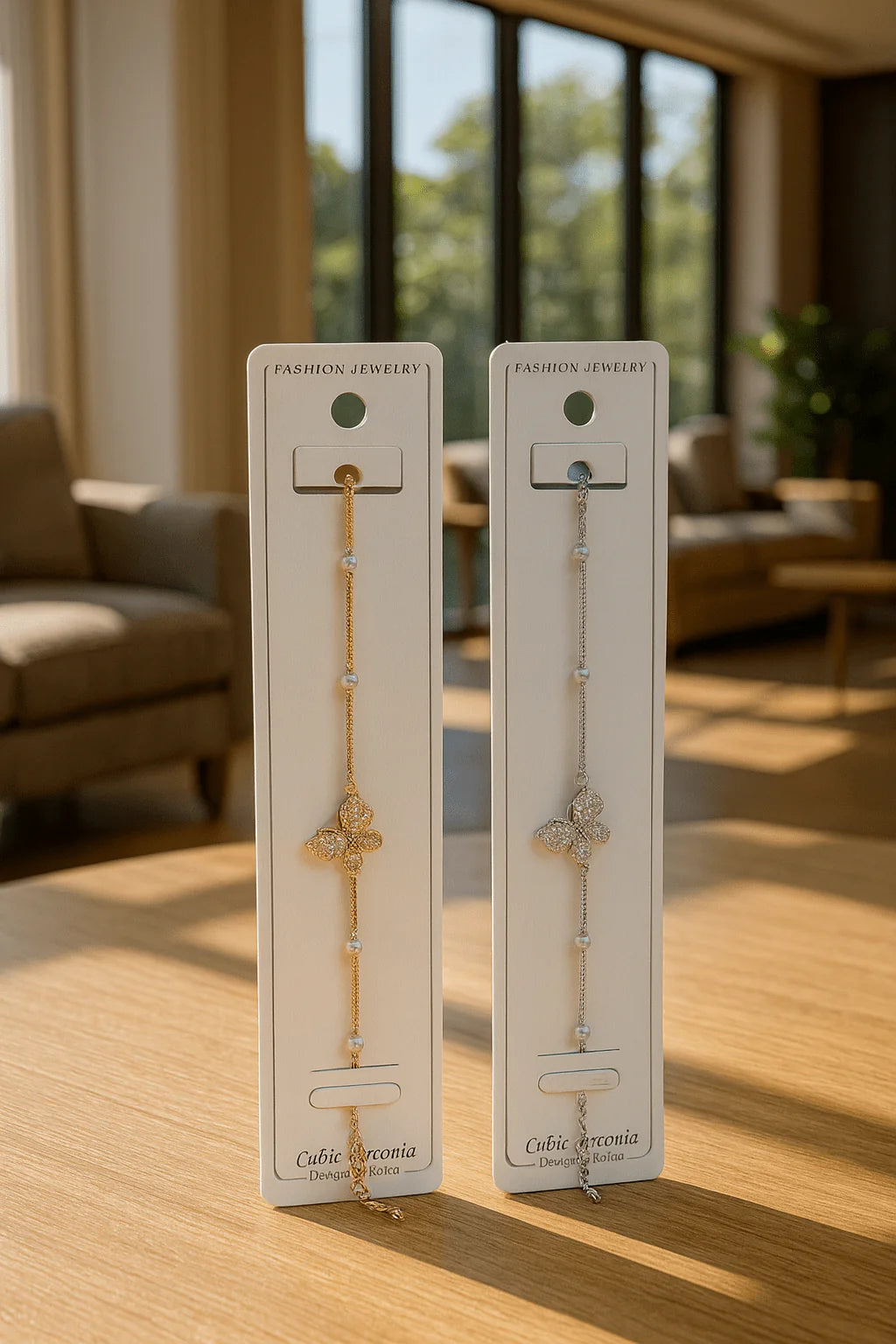 Butterfly Charm Pearl Bracelet