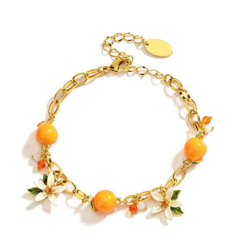 Cute Sweet Temperament Organge Flower Gardenia Bracelet