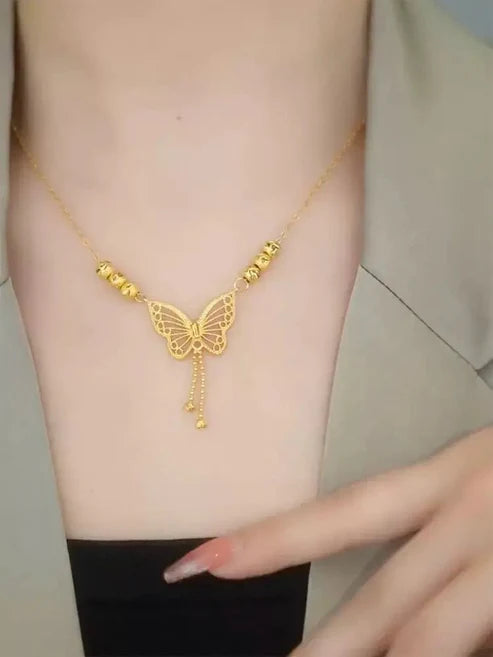 Elegant Gold Butterfly Pendant Necklace