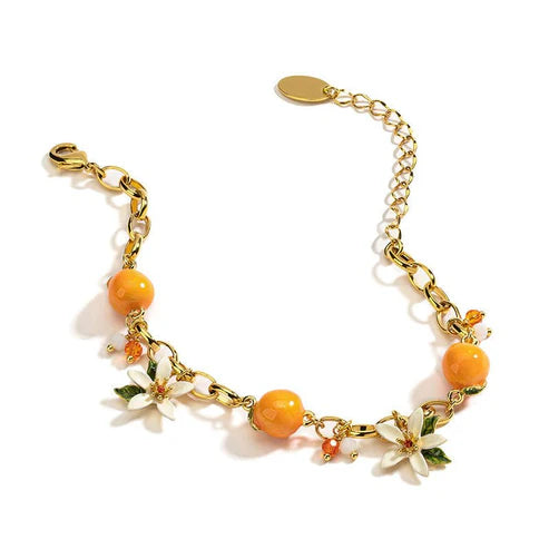 Cute Sweet Temperament Organge Flower Gardenia Bracelet