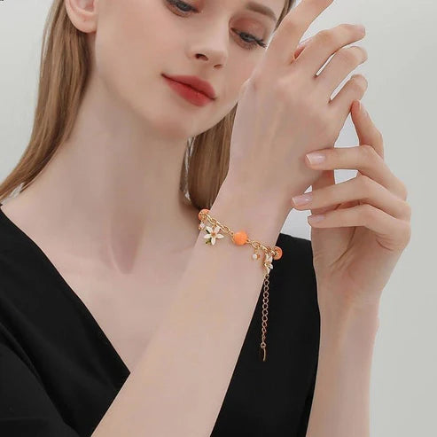 Cute Sweet Temperament Organge Flower Gardenia Bracelet