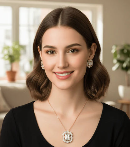 Emerald Radiant Halo Set