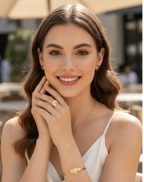 Golden Heart Lock Jewelry Set