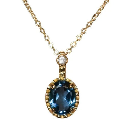 Japanese Blue Topaz Inlaid Pendant Necklace Plated 925