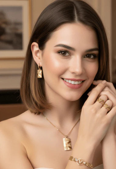 Luxury “V” Monogram Gold Jewelry Set