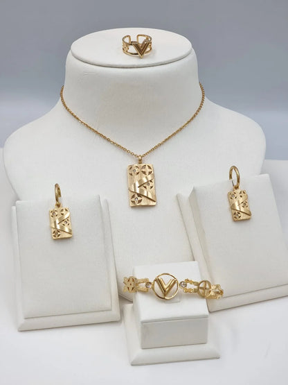 Luxury “V” Monogram Gold Jewelry Set