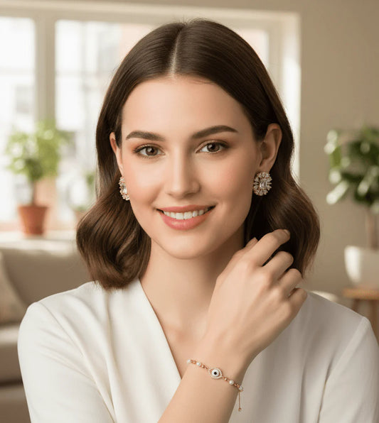 Pearl Beaded Evil Eye Bracelet