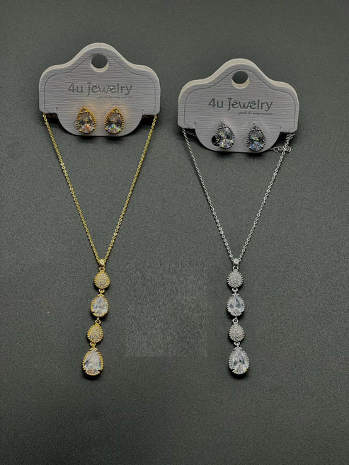 Triple Drop Teardrop Pendant Set